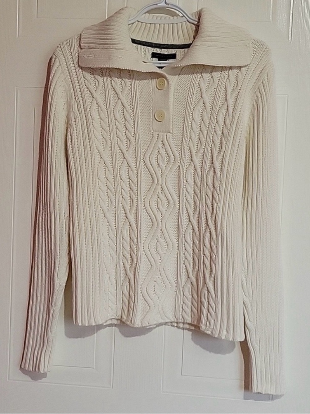 Tommy Hilfger White Cable Knit And Ribbed Sweater